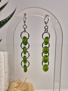 Upcycled Green Glass Earrings